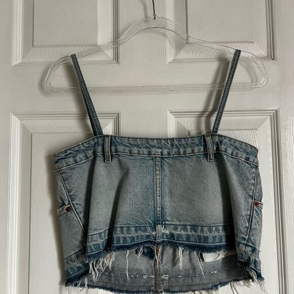 ZARA Skirt Effect denim tank crop small - Picture 4 of 5